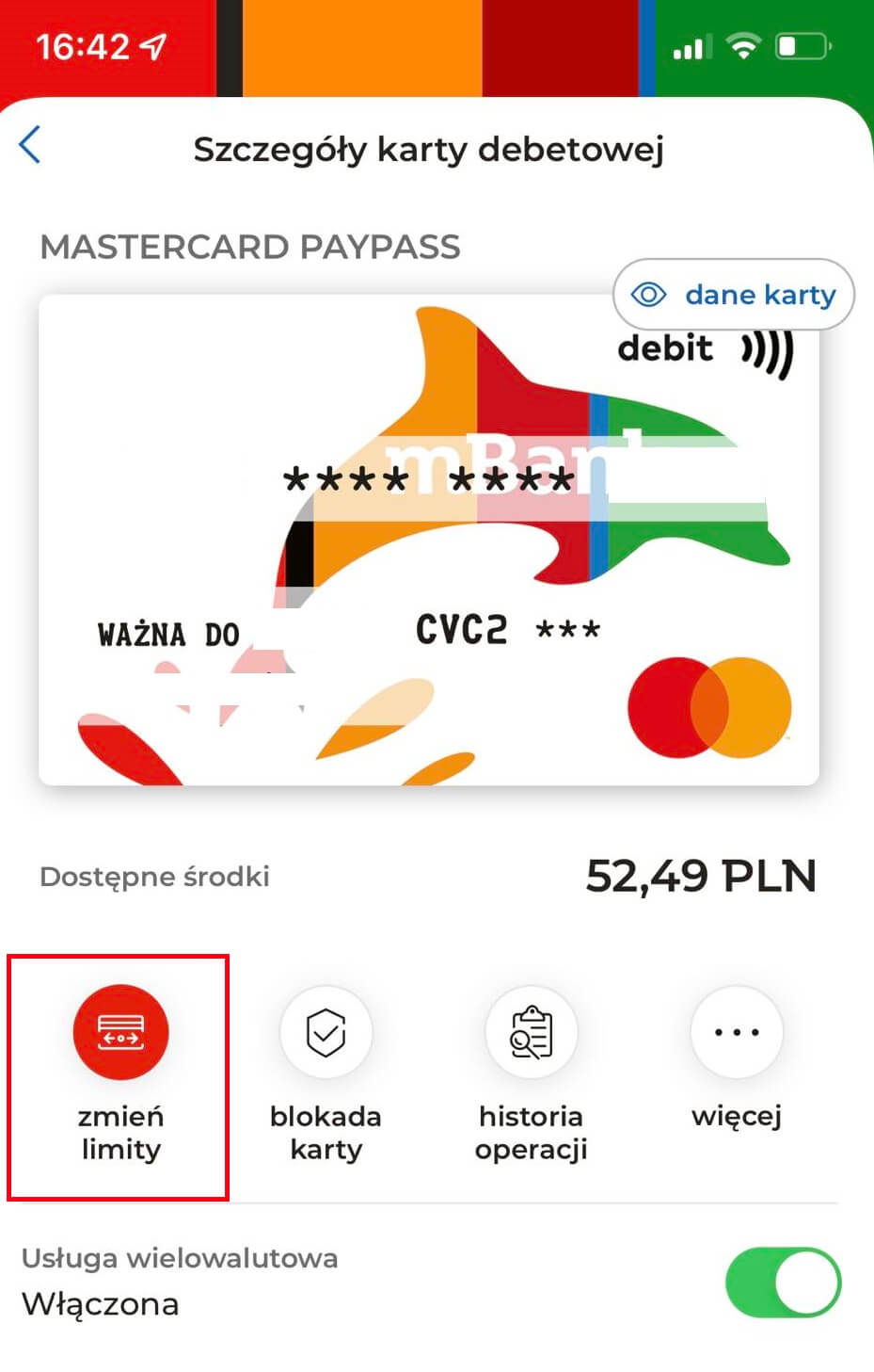 zmiana limitu wypłat z bankomatów w aplikacji mobilnej mBanku